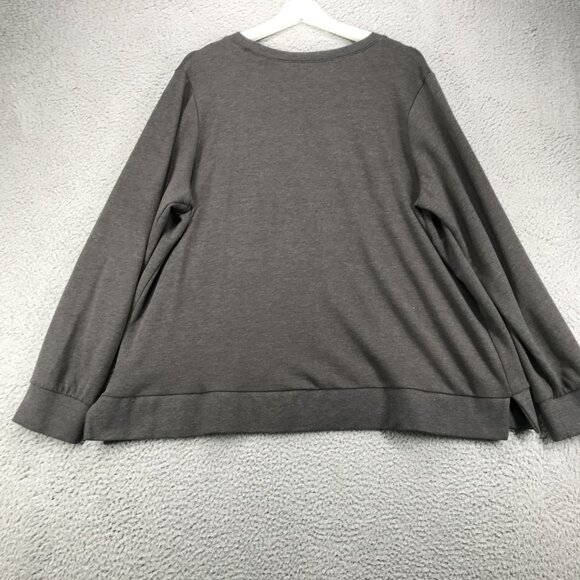 WD.NY Sweater Womens Size 2X Embroidered Floral Gray Crew Pullover Long Sleeve - Picture 3 of 16
